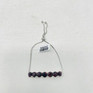 Platinum Bond Brass Bar Bracelet Adjustable Made with SWAROVSKI Red Crystal 5056